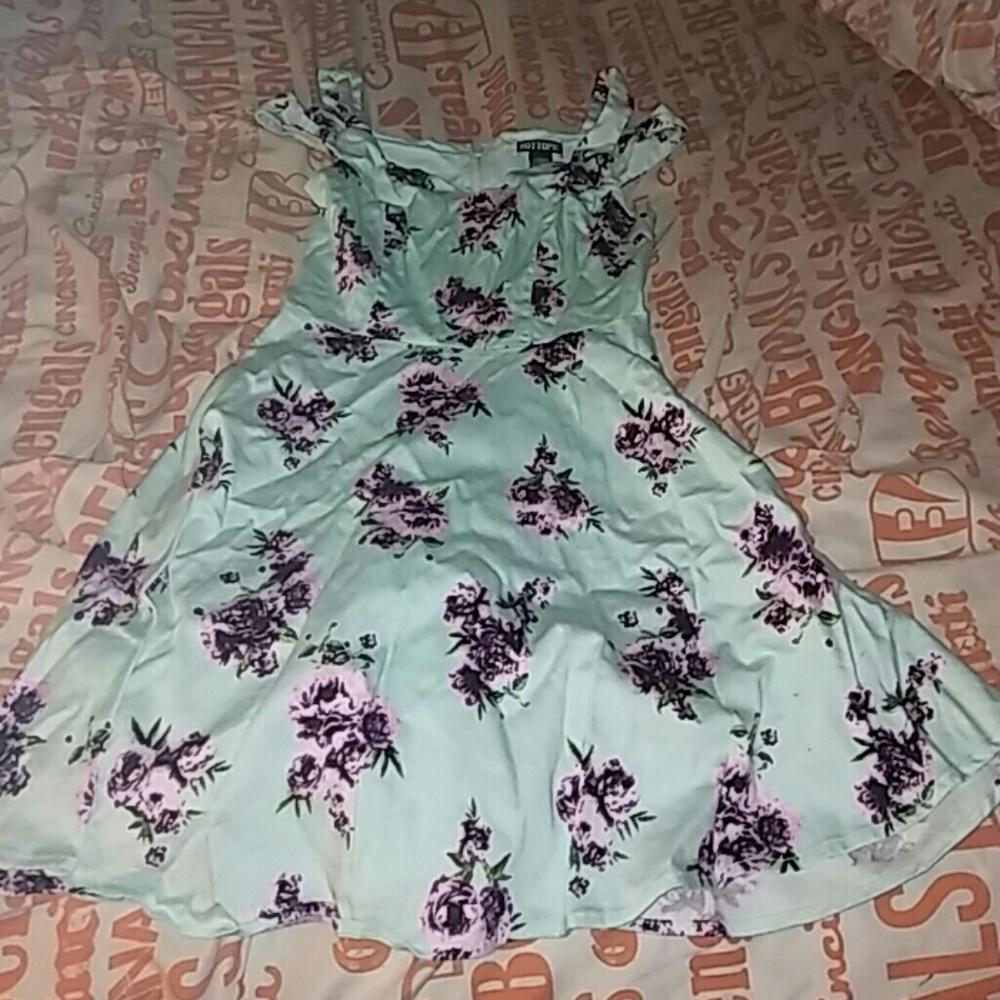 Retro aqua teal and purple dress